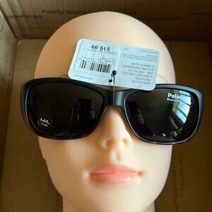 Solar Shield Fits Over Polarized Ombré Tortoise Sunglasses Black Brown M/L